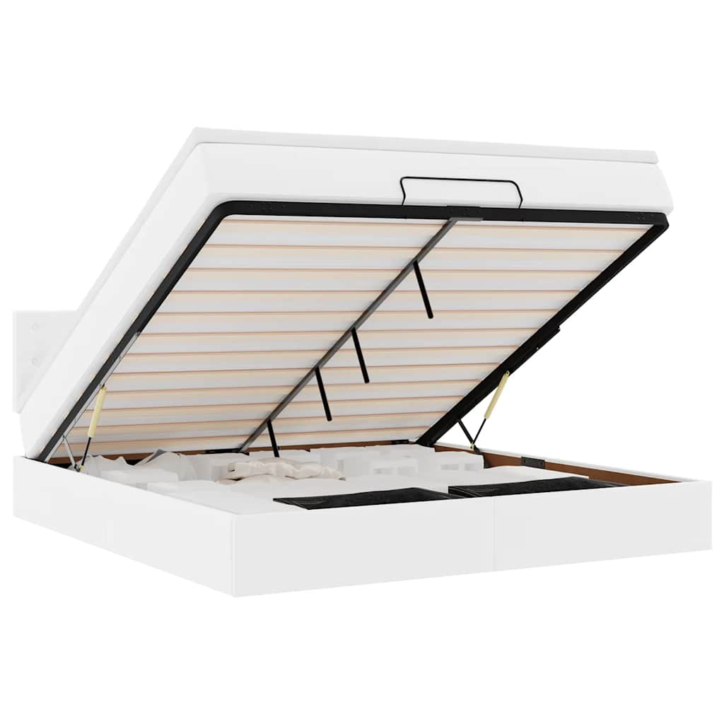 Οθωμανικό κρεβάτι με στρώμα Λευκό 160x200cm Faux Leather - Pakobazaar