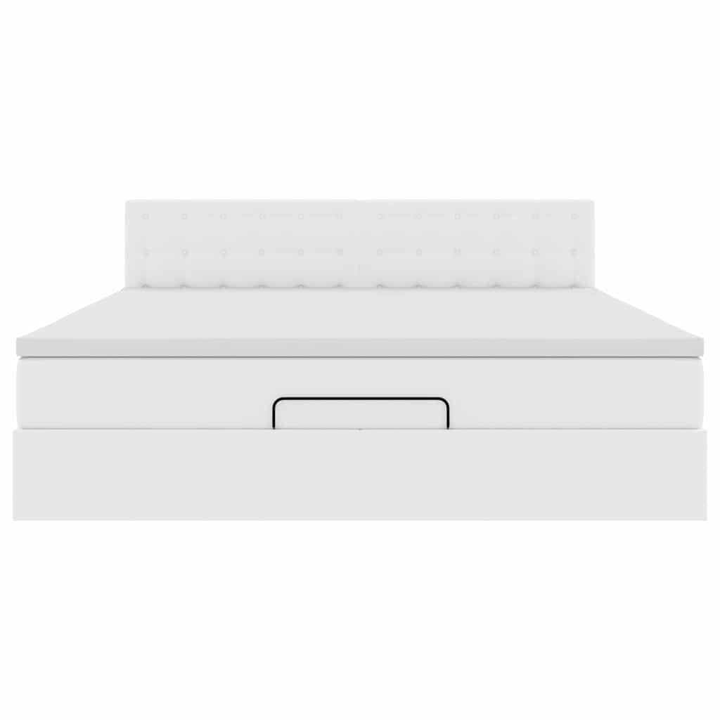 Οθωμανικό κρεβάτι με στρώμα Λευκό 160x200cm Faux Leather - Pakobazaar