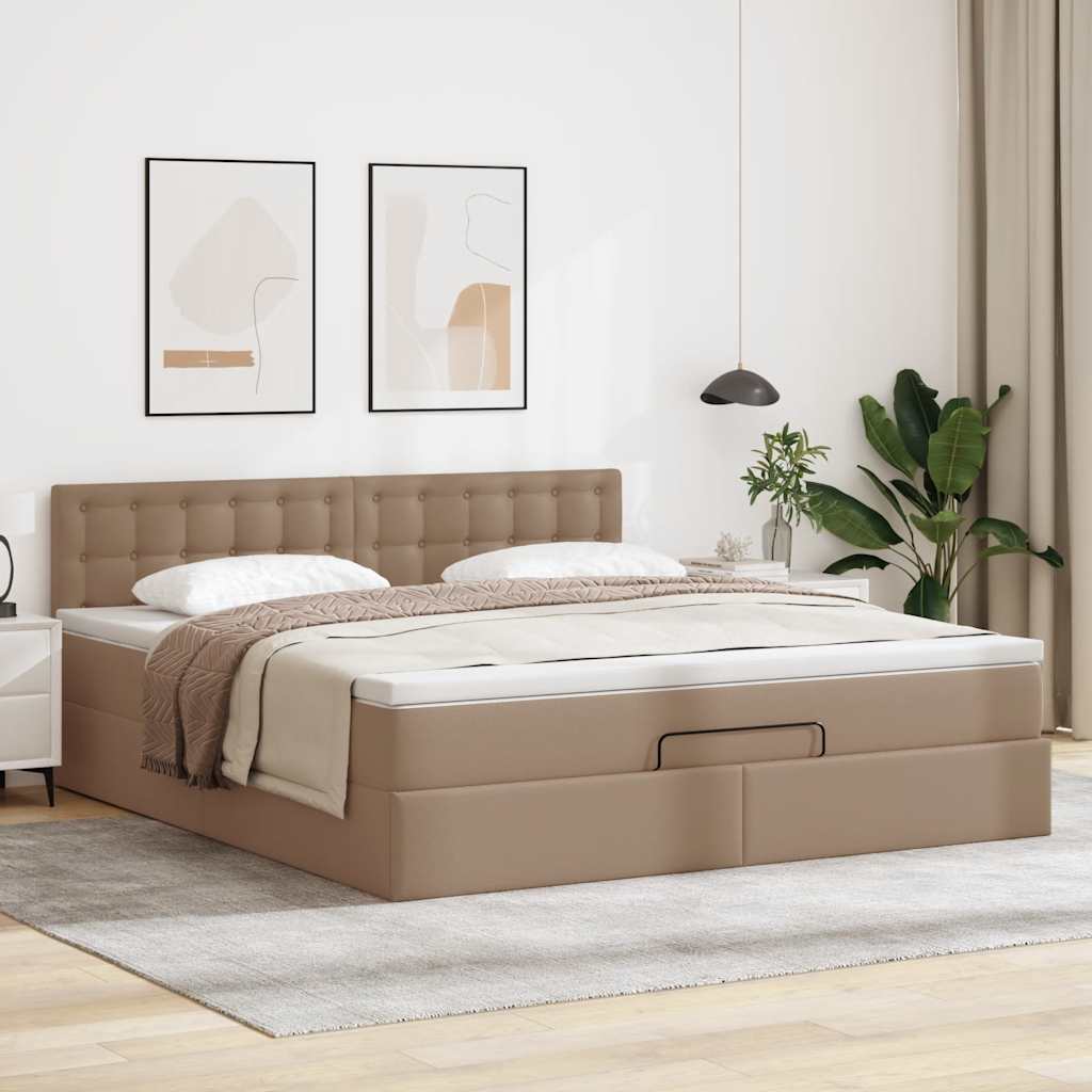 Οθωμανικό κρεβάτι με στρώμα Cappucino 160x200cm Faux Leather - Pakobazaar