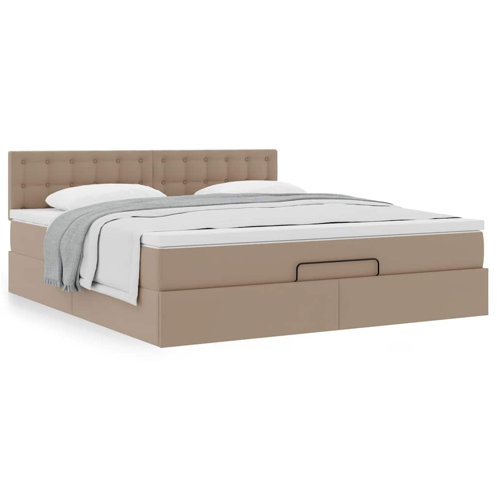 Οθωμανικό κρεβάτι με στρώμα Cappucino 160x200cm Faux Leather - Pakobazaar