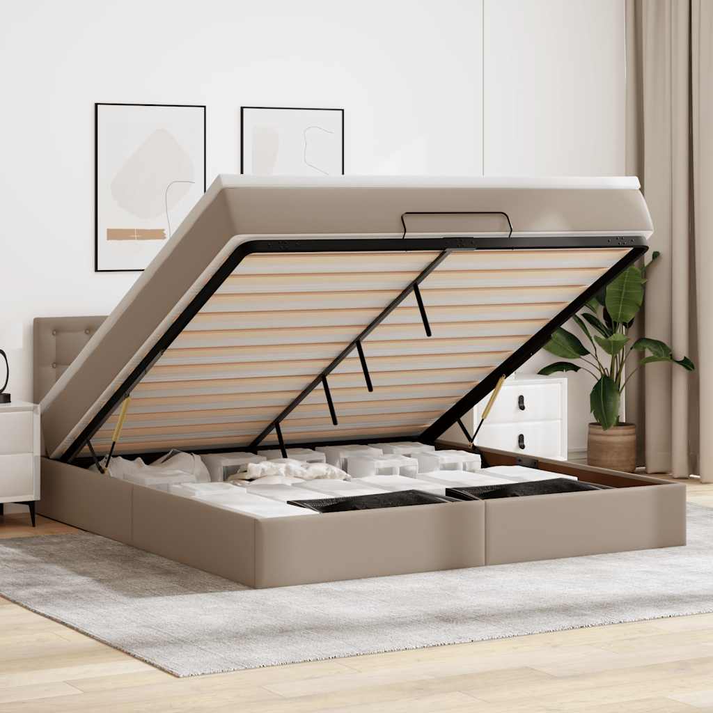 Οθωμανικό κρεβάτι με στρώμα Cappucino 160x200cm Faux Leather - Pakobazaar