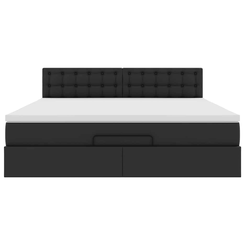 Οθωμανικό κρεβάτι με στρώμα Μαύρο 180x200cm Faux Leather