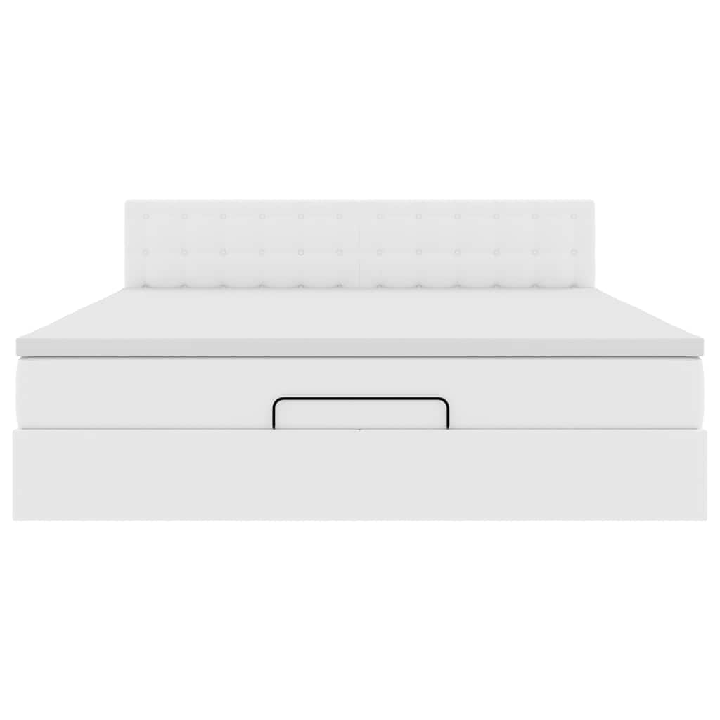 Οθωμανικό κρεβάτι με στρώμα Λευκό 180x200cm Faux Leather