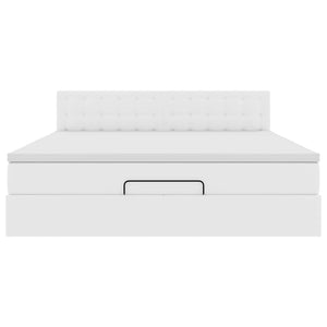 Οθωμανικό κρεβάτι με στρώμα Λευκό 180x200cm Faux Leather