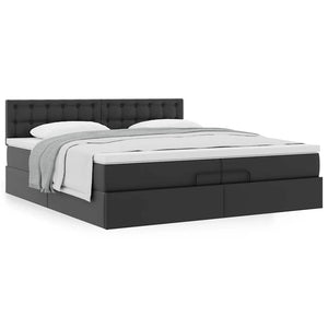 Οθωμανικό κρεβάτι με στρώματα Μαύρο 200x200cm Faux Leather