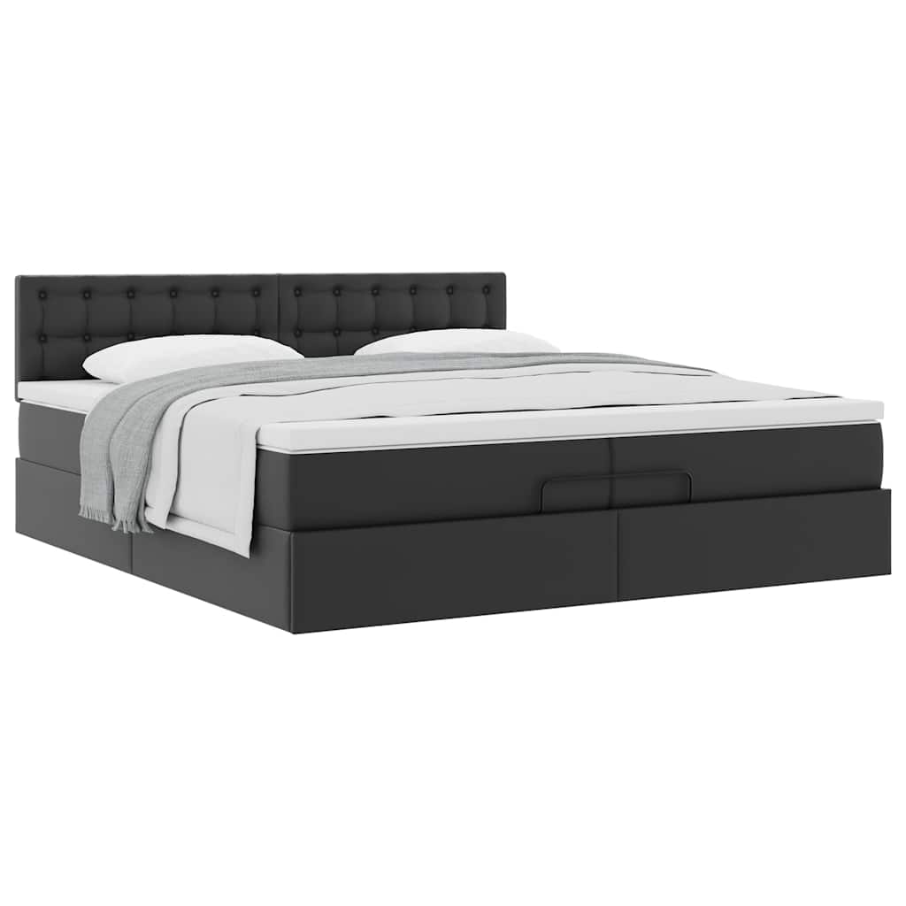 Οθωμανικό κρεβάτι με στρώματα Μαύρο 200x200cm Faux Leather