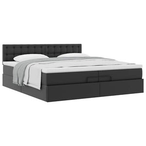 Οθωμανικό κρεβάτι με στρώματα Μαύρο 200x200cm Faux Leather