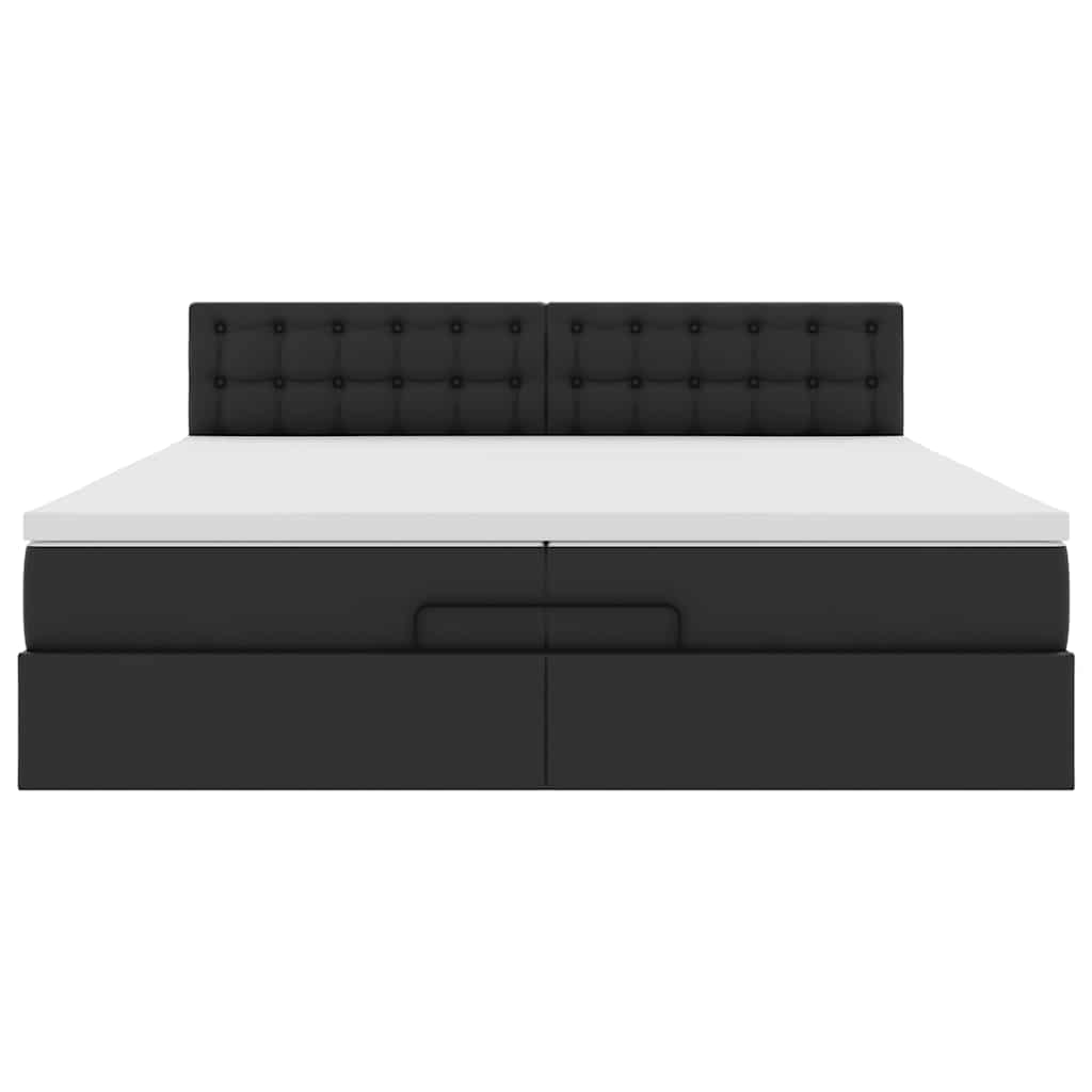 Οθωμανικό κρεβάτι με στρώματα Μαύρο 200x200cm Faux Leather