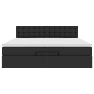 Οθωμανικό κρεβάτι με στρώματα Μαύρο 200x200cm Faux Leather