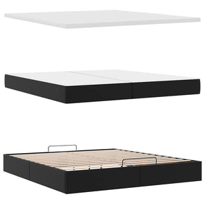Οθωμανικό κρεβάτι με στρώματα Μαύρο 200x200cm Faux Leather