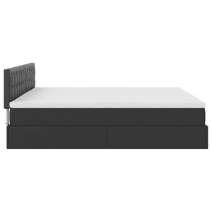 Οθωμανικό κρεβάτι με στρώματα Μαύρο 200x200cm Faux Leather