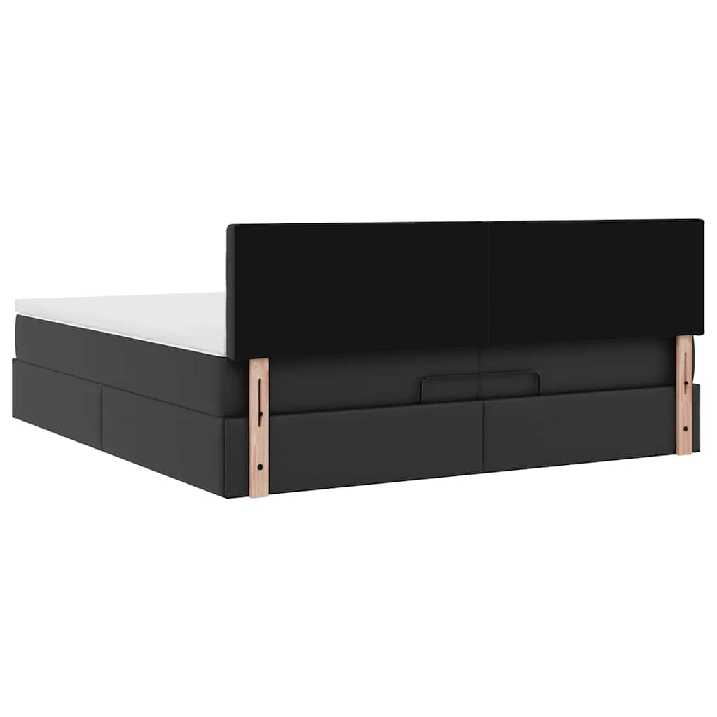 Οθωμανικό κρεβάτι με στρώματα Μαύρο 200x200cm Faux Leather