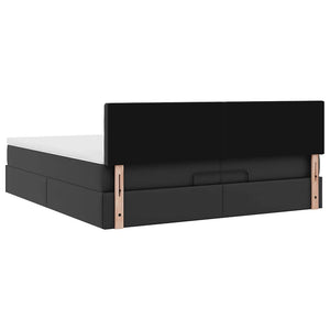 Οθωμανικό κρεβάτι με στρώματα Μαύρο 200x200cm Faux Leather