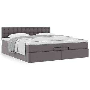 Οθωμανικό κρεβάτι με στρώματα Γκρι 200x200cm Faux Leather - Pakobazaar