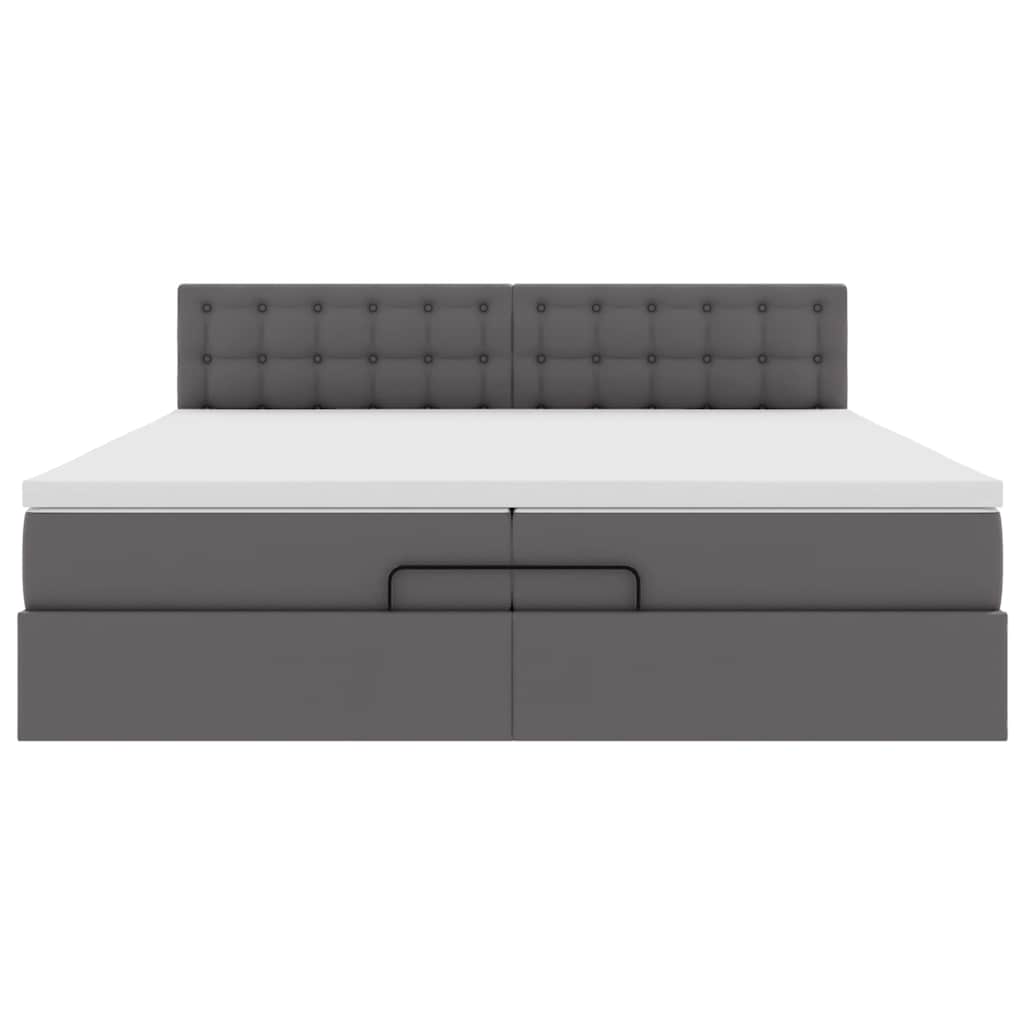 Οθωμανικό κρεβάτι με στρώματα Γκρι 200x200cm Faux Leather - Pakobazaar