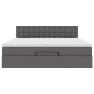Οθωμανικό κρεβάτι με στρώματα Γκρι 200x200cm Faux Leather - Pakobazaar