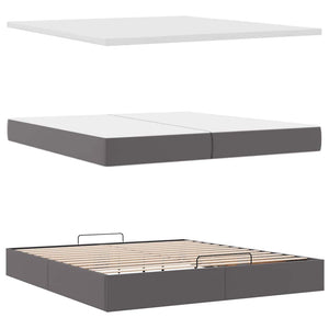Οθωμανικό κρεβάτι με στρώματα Γκρι 200x200cm Faux Leather - Pakobazaar