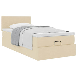 Οθωμανικό κρεβάτι με στρώμα Cream 80x200cm ύφασμα
