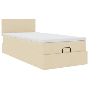 Οθωμανικό κρεβάτι με στρώμα Cream 80x200cm ύφασμα