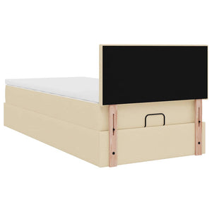 Οθωμανικό κρεβάτι με στρώμα Cream 80x200cm ύφασμα