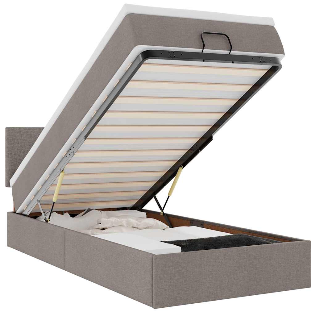 Οθωμανικό κρεβάτι με στρώμα Taupe 90x190cm ύφασμα - Pakobazaar