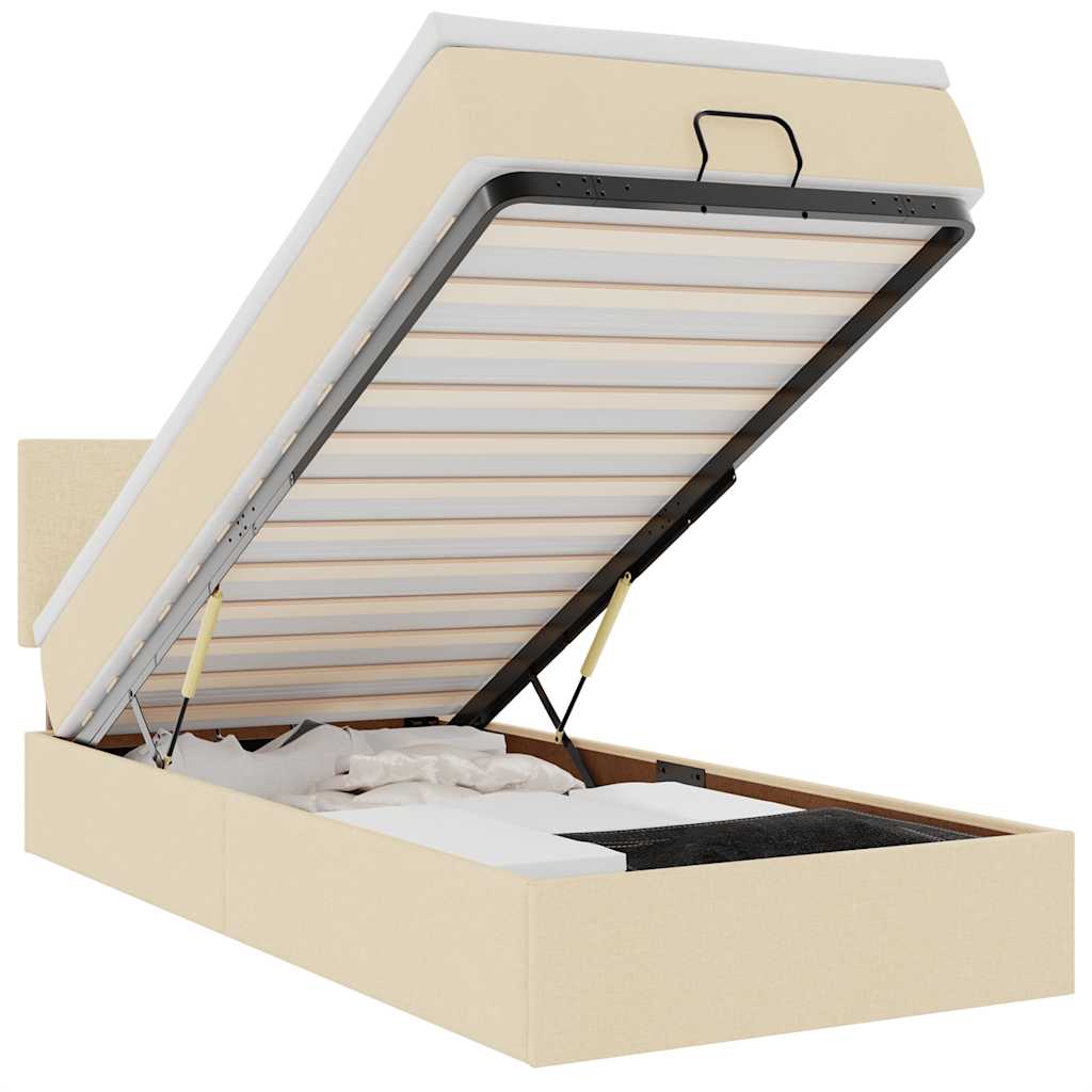 Οθωμανικό κρεβάτι με στρώμα Cream 90x190cm ύφασμα - Pakobazaar