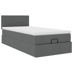 Οθωμανικό κρεβάτι με στρώμα σκούρο γκρι 90x200cm ύφασμα - Pakobazaar