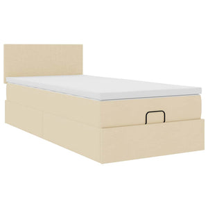 Οθωμανικό κρεβάτι με στρώμα Cream 90x200cm ύφασμα