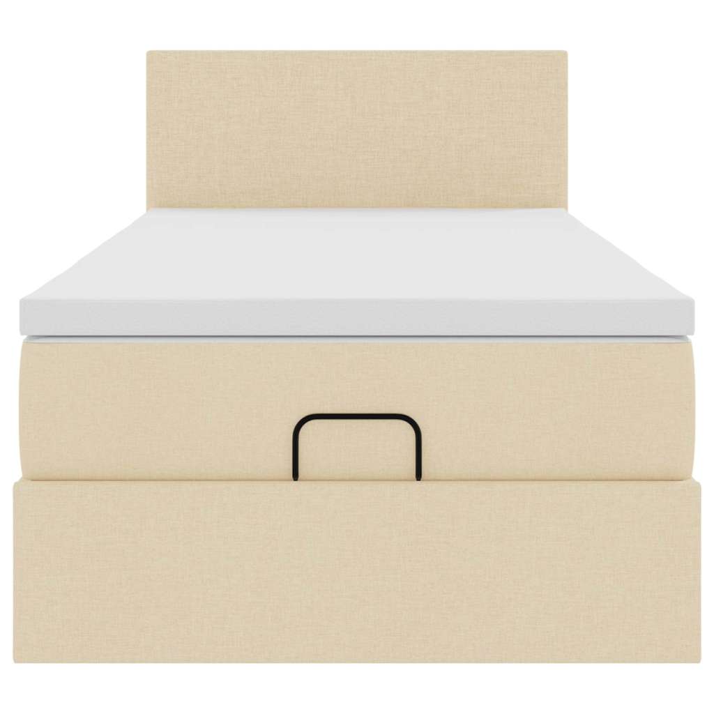 Οθωμανικό κρεβάτι με στρώμα Cream 90x200cm ύφασμα