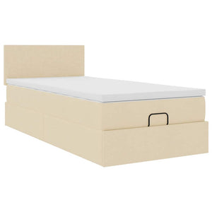 Οθωμανικό κρεβάτι με στρώμα Cream 100x200cm ύφασμα