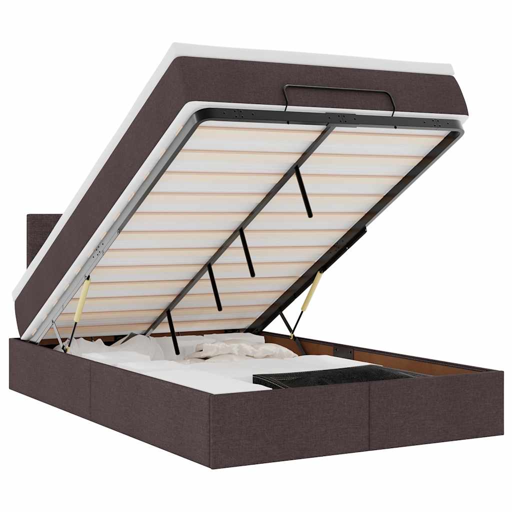 Ottoman Κρεβάτι με Στρώμα Σκούρο Καφέ 120x200cm Ύφασμα - Pakobazaar