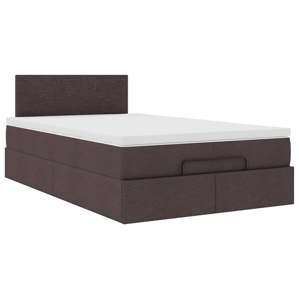 Ottoman Κρεβάτι με Στρώμα Σκούρο Καφέ 120x200cm Ύφασμα - Pakobazaar