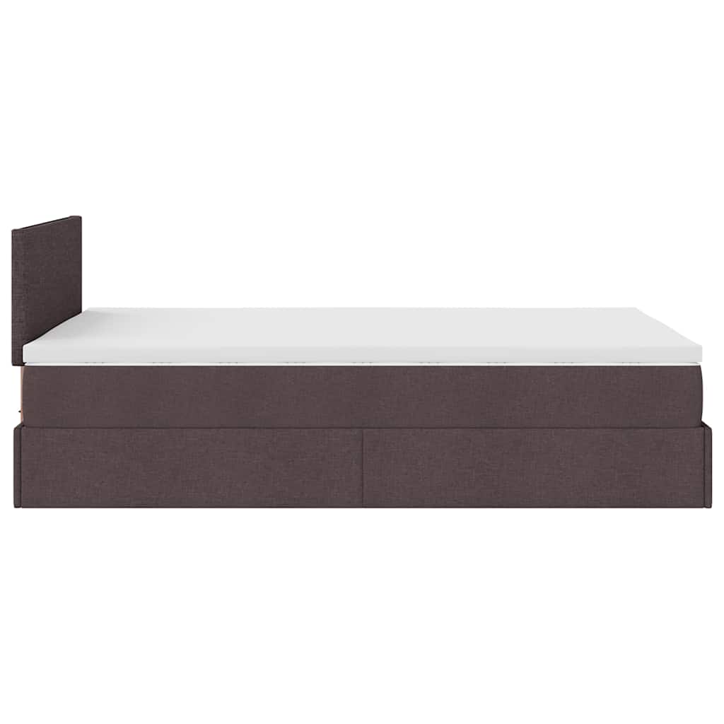 Ottoman Κρεβάτι με Στρώμα Σκούρο Καφέ 120x200cm Ύφασμα - Pakobazaar