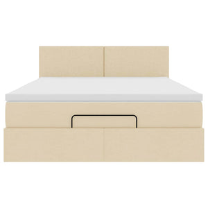 Οθωμανικό κρεβάτι με στρώμα Cream 140x200cm ύφασμα