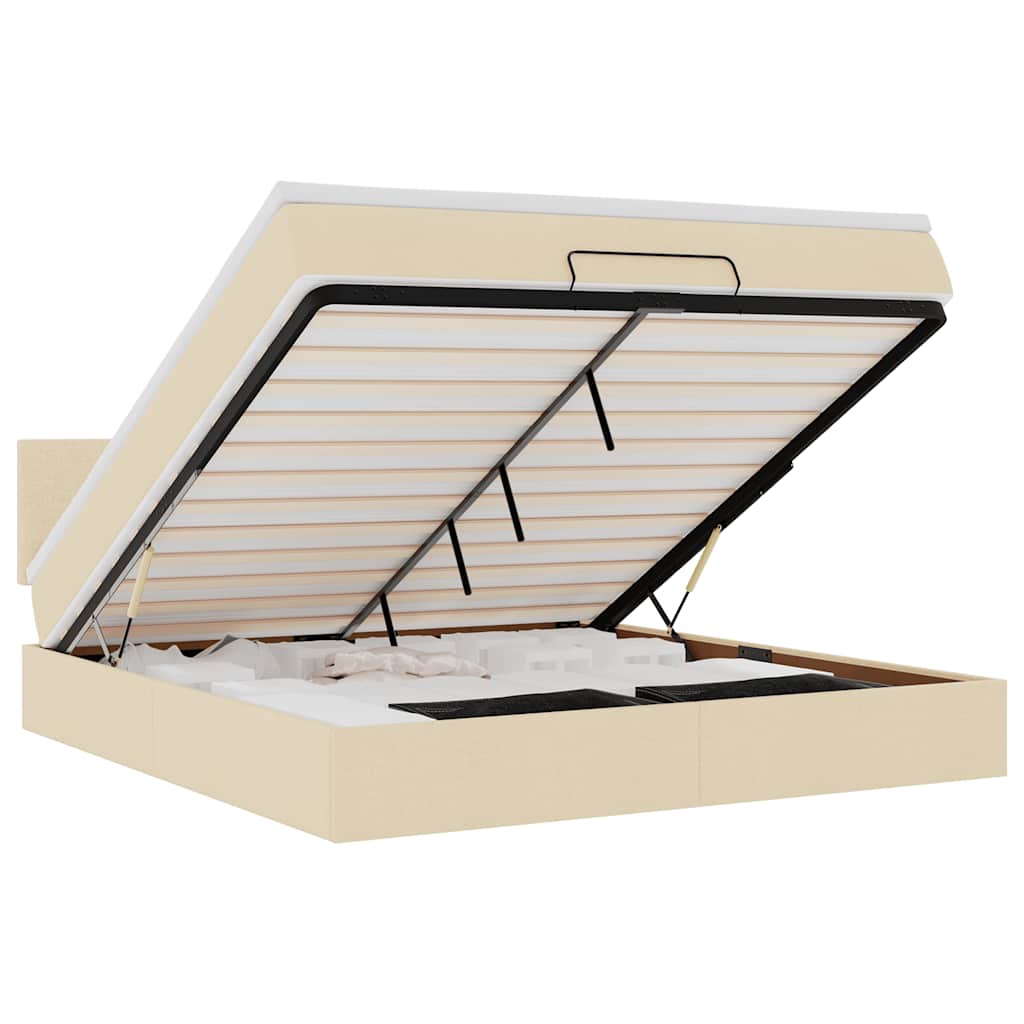 Οθωμανικό Κρεβάτι με Στρώμα Κρέμα 160x200cm Ύφασμα - Pakobazaar