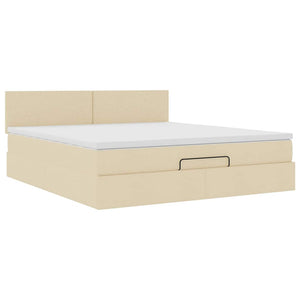 Οθωμανικό κρεβάτι με στρώμα Cream 180x200cm ύφασμα