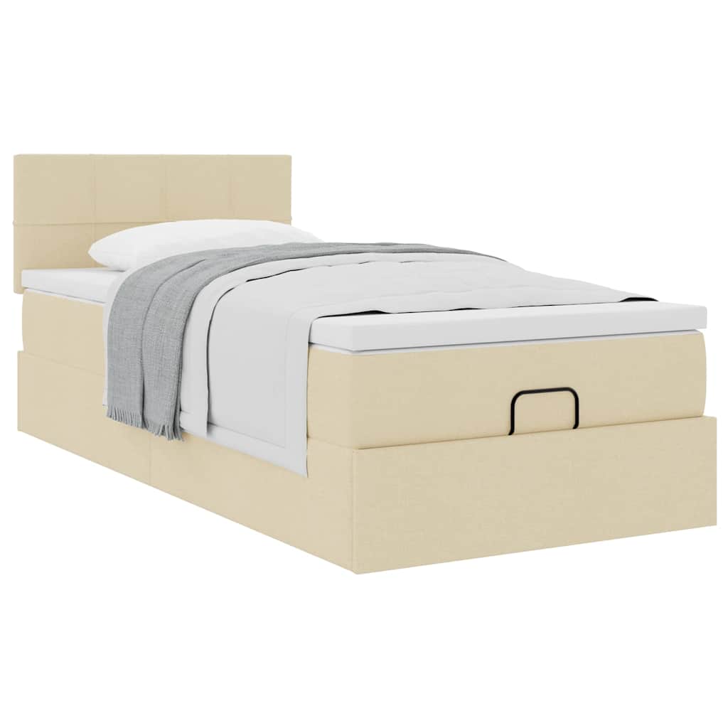Οθωμανικό κρεβάτι με στρώμα Cream 80x200cm ύφασμα