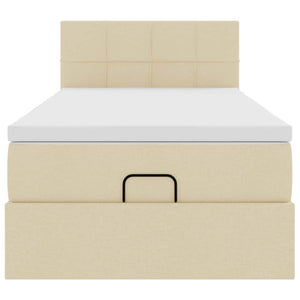 Οθωμανικό κρεβάτι με στρώμα Cream 80x200cm ύφασμα