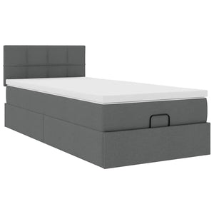 Οθωμανικό κρεβάτι με στρώμα σκούρο γκρι 90x190cm ύφασμα - Pakobazaar