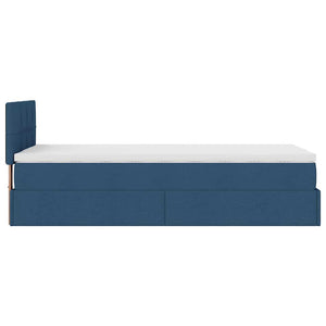 Οθωμανικό κρεβάτι με στρώμα μπλε 90x190cm ύφασμα - Pakobazaar