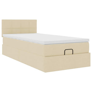 Οθωμανικό κρεβάτι με στρώμα Cream 90x200cm ύφασμα