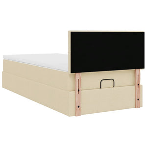 Οθωμανικό κρεβάτι με στρώμα Cream 90x200cm ύφασμα