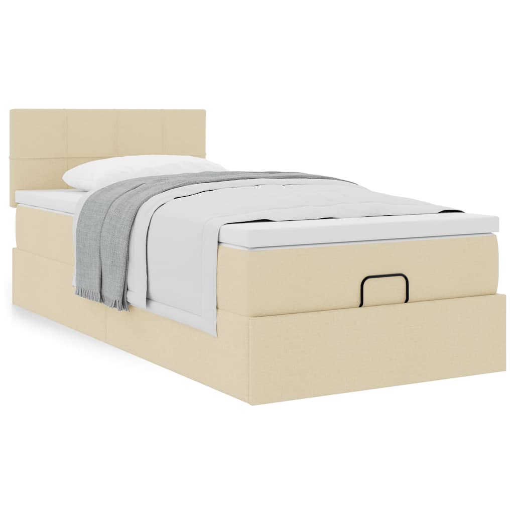 Οθωμανικό κρεβάτι με στρώμα Cream 100x200cm ύφασμα