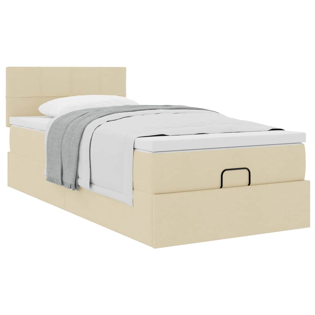 Οθωμανικό κρεβάτι με στρώμα Cream 100x200cm ύφασμα