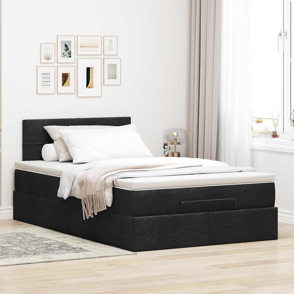 Οθωμανικό κρεβάτι με στρώμα Μαύρο 120x190 cm Ύφασμα