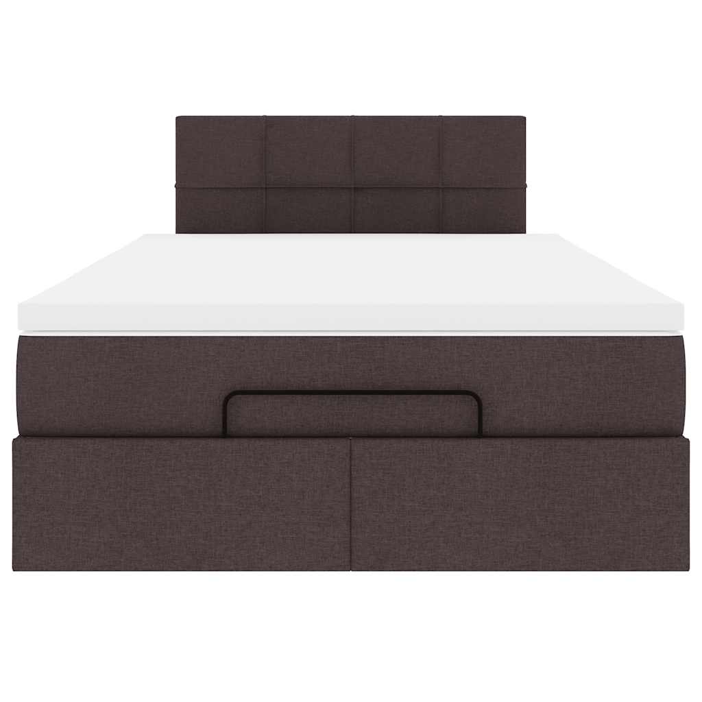Οθωμανικό κρεβάτι με στρώμα Σκούρο καφέ 120x190 cm Ύφασμα - Pakobazaar