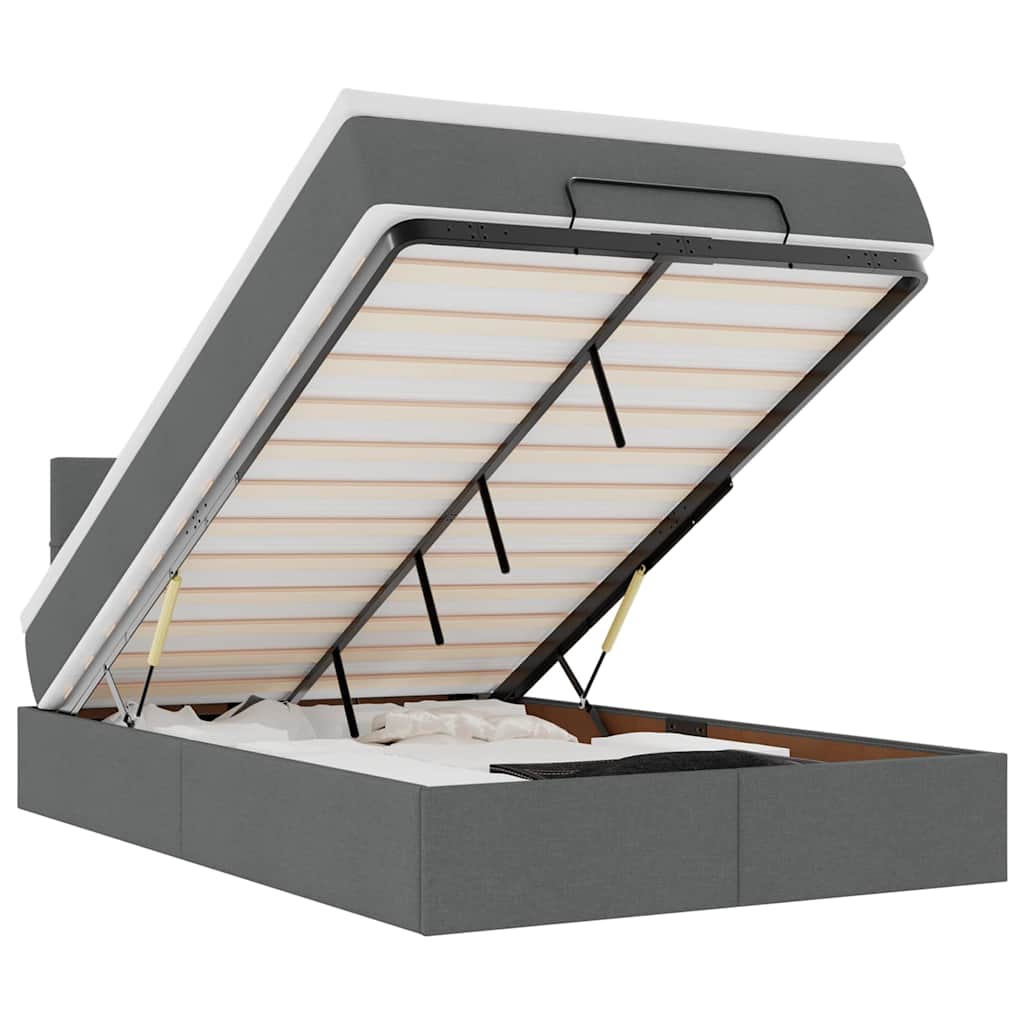 Οθωμανικό κρεβάτι με στρώμα Σκούρο γκρι 120x200cm ύφασμα - Pakobazaar