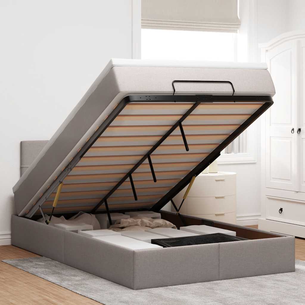 Οθωμανικό κρεβάτι με στρώμα Taupe 120x200cm ύφασμα - Pakobazaar