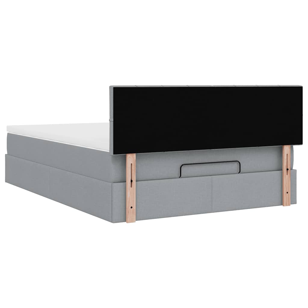 Οθωμανικό κρεβάτι με στρώμα ανοιχτό γκρι 140x190 cm ύφασμα - Pakobazaar