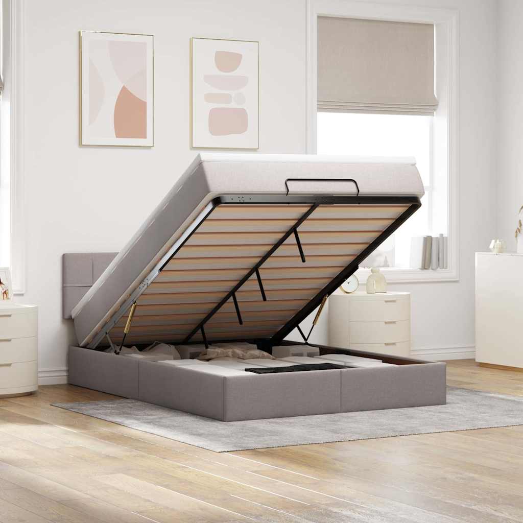 Οθωμανικό κρεβάτι με στρώμα Taupe 140x200cm ύφασμα - Pakobazaar